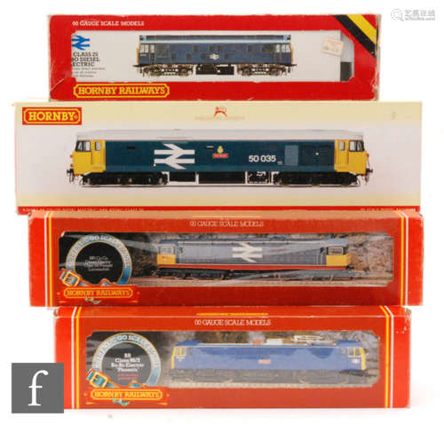 Four Hornby OO gauge diesel locomotives, R2349 BR Co-Co Class 50 'Ark Royal', R068 BR Class 25 25247, R360 BR Class 86/2 'Phoenix' and R250 BR Class 58 Co-Co 58007, boxed. (4)