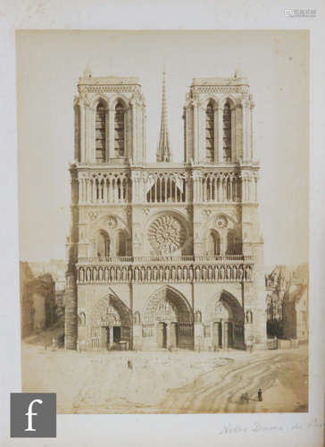 A late 19th Century French photograph album by James Valentine, various images to include Notre-Dame, Arc de Triumph, Biaritz and architecture, etc.  James Valentine was well known for the production of Valentine postcards.