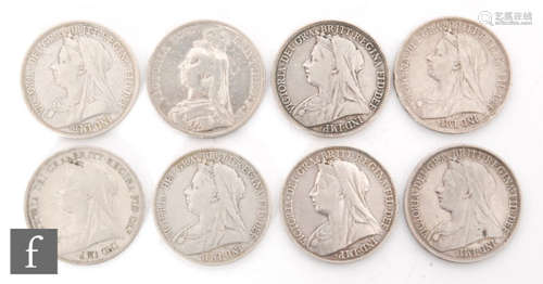 Victoria - Eight crowns 1892. 1893 x 4, 1896, 1898 and 1899 (8)