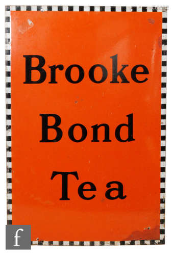 A Brooke Bond tea enamel sign, black on orange, 76cm x 51cm