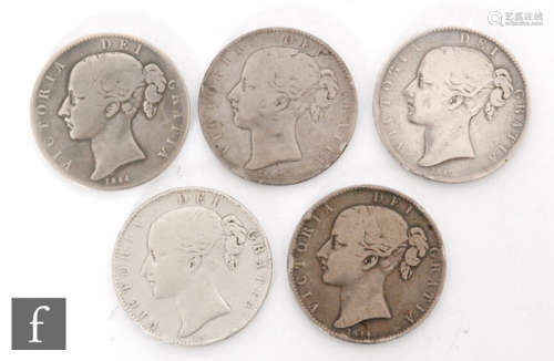 Victoria - Five crowns 1840, 1844 x 2, 1845 and 1847 (5)