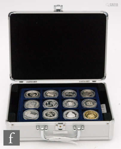 Elizabeth II - Various silver proof crown and dollar coins to include Canada, Jersey assorted subjects and nickel issues contained in metal case (qty)