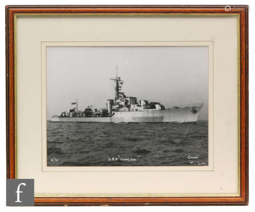 Beken - A photograph of HMS Cavalier of Cowes, 20cm x 27cm, framed.