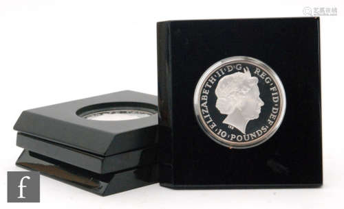 Elizabeth II - Four five ounce silver proof coins to commemorate various events including the Olympics (4)