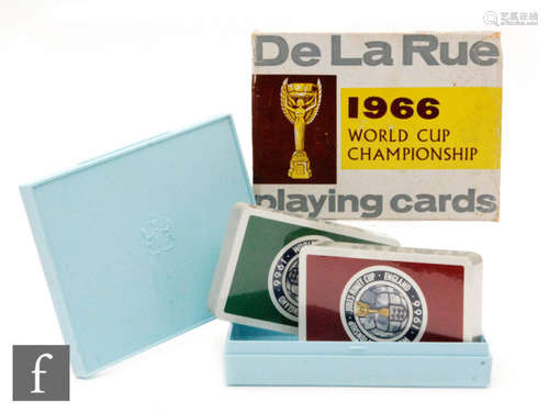 An unopened pack of two sets of 1966 World Cup De La Rue playing cards, boxed.