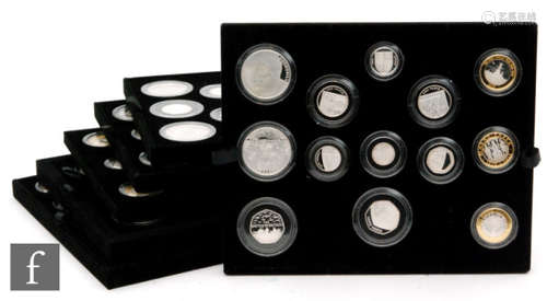 Elizabeth II - A thirteen proof silver coin set to commemorate the Battle of Britain, a King Canute set and four other similar sets (6)