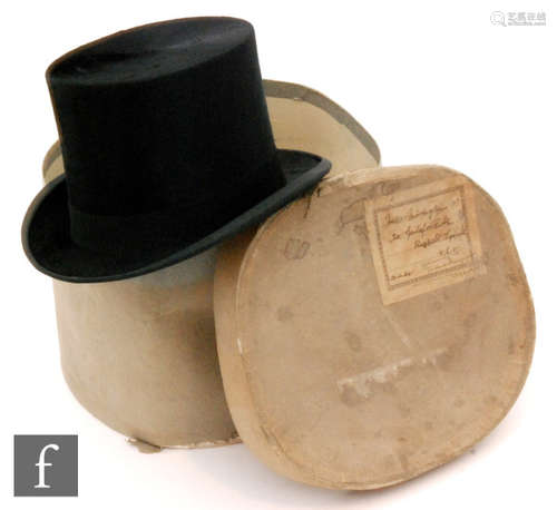 A top hat by Tress & Co London retailed by Sidney A. Thompson Bournemouth in original box