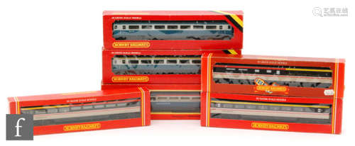 A collection of eleven OO gauge Hornby BR coaches, mainly Inter-City, with boxes. (11)