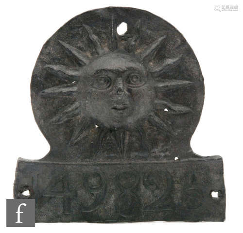 A Sun lead fire mark, policy No 149825 (W3B), height 18.5cm