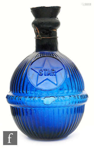 A Harden Star cobalt blue glass fire grenade, unopened, height 18cm