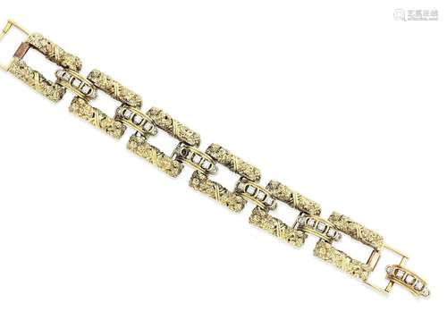 A mid-20th century fancy-link diamond bracelet, by Jack Gutschneider