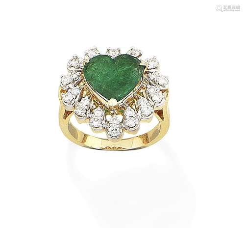 An emerald and diamond ring