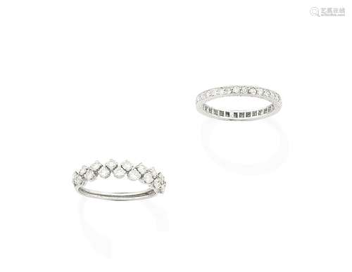 (2) A diamond half-hoop ring and a diamond eternity ring