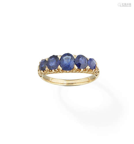 A sapphire five-stone ring