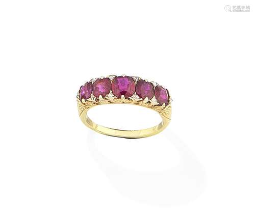 A ruby five-stone ring