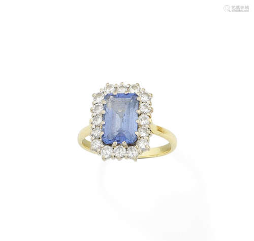 A sapphire and diamond cluster ring