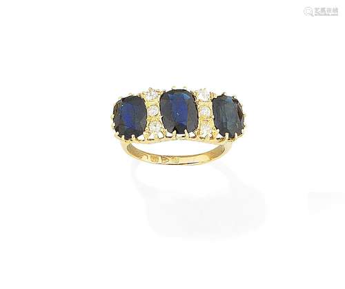 A sapphire and diamond ring, circa 1914