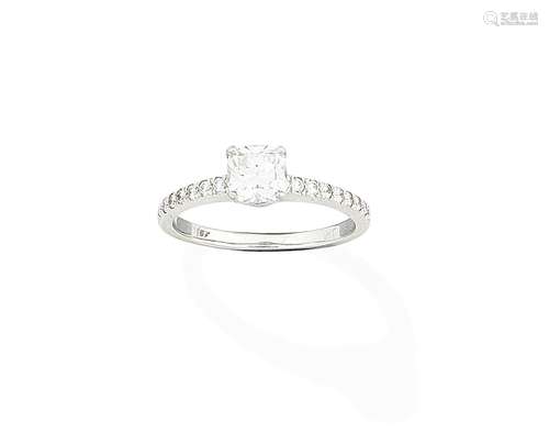 A diamond single-stone ring, by Tiffany