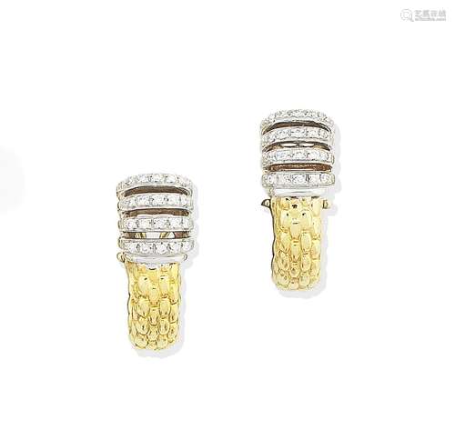 A pair of diamond earclips, by Fope