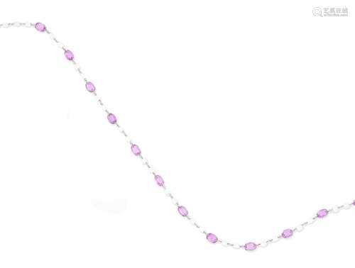 A pink sapphire and diamond longchain