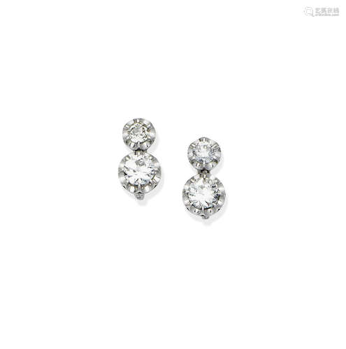 A pair of diamond earrings