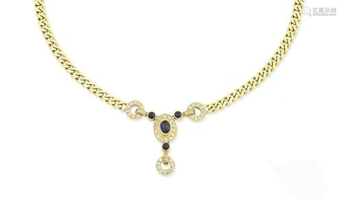 A sapphire and diamond pendant necklace