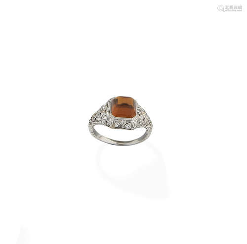 A citrine and diamond dress ring