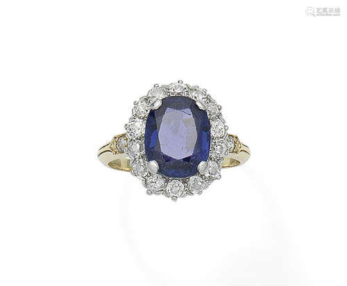 A sapphire and diamond cluster ring