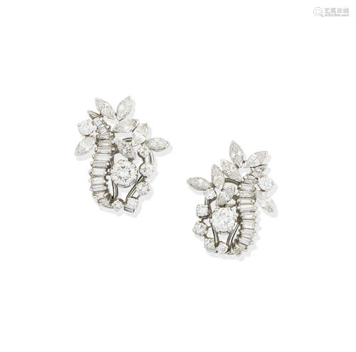 A pair of diamond earrings