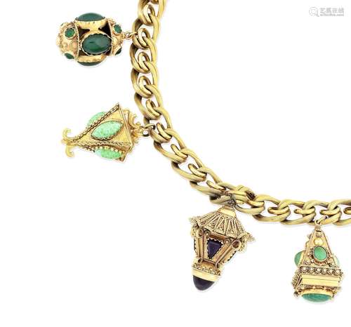 A gem-set charm bracelet