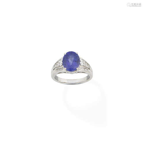 A tanzanite and diamond ring