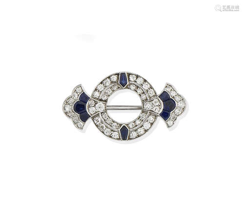 An Art Deco sapphire and diamond brooch, circa 1930