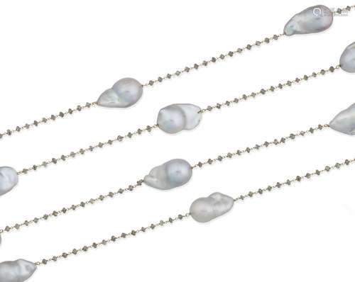 A diamond and cultured pearl longchain