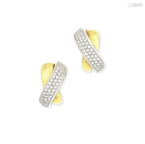 A pair of diamond crossover earrings, by Leo Pizzo