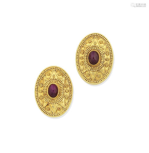 A pair of ruby earrings, by Lalaounis, circa 1996