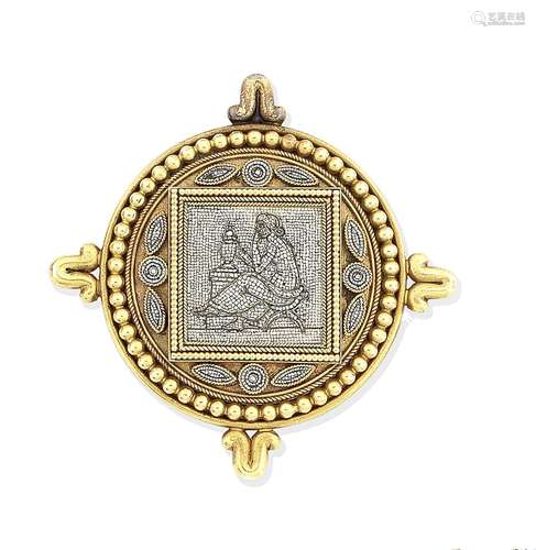 A micromosaic brooch, circa 1865