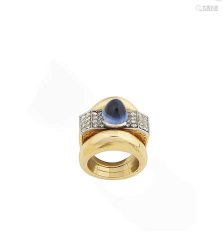 A sapphire and diamond dress ring