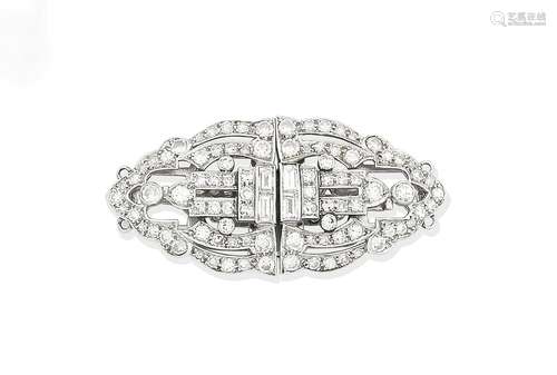 A diamond double-clip brooch, circa 1920