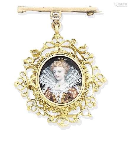 A late 19th / early 20th century double-sided portrait miniature brooch/pendant