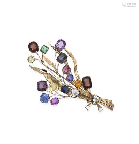 A gem-set spray brooch, circa 1950