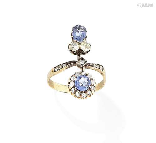 A sapphire and diamond ring, circa 1910