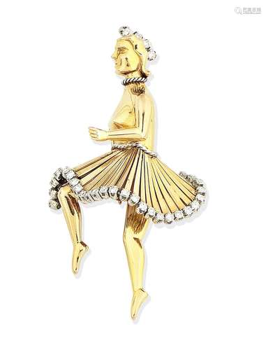 A diamond ballerina brooch, circa 1940