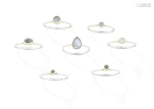 (7) A set of seven gem-set stacking rings, by Wendy Ramshaw,  1995-1996