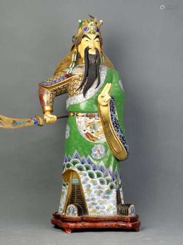 A Cloisonne Guan Gong Statue from Qing Dynasty