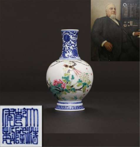Qing Qianlong Hand-painted blue-and-white pastel