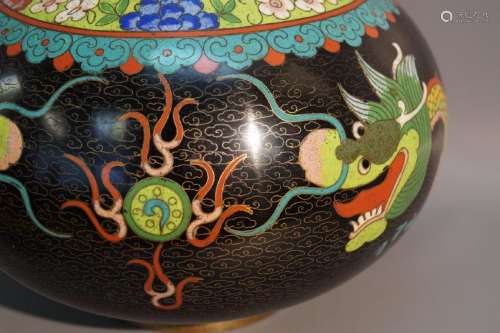 Rare Cloisonne Chinese Dragons Bottle
