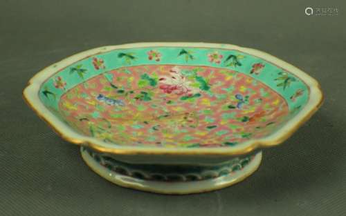 Gild Famille-rose Plate Marked