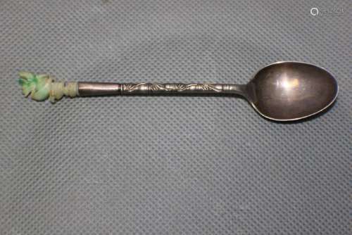 Silver with jadeite small spoon