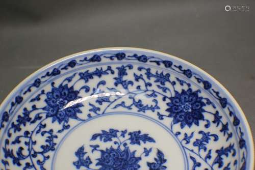 blue and white plate