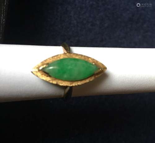 14K Gold Jadeite Ring, 6.5#